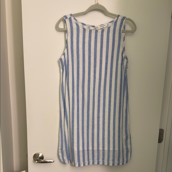 Blue and White Striped Sleeveless Dress - Picture 1 of 5